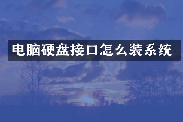 电脑硬盘接口怎么装系统