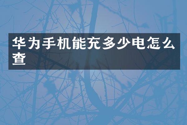华为手机能充多少电怎么查