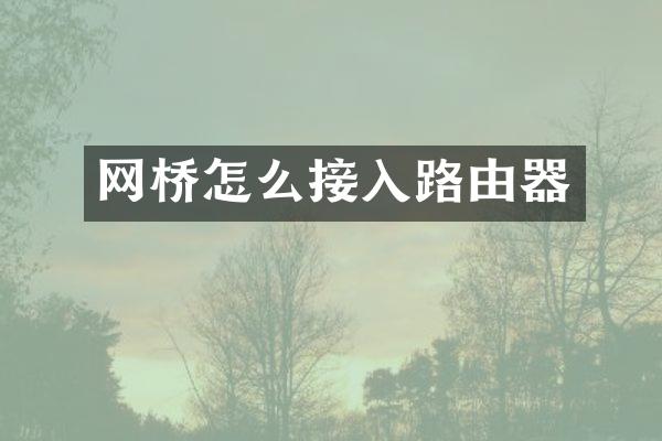 网桥怎么接入路由器