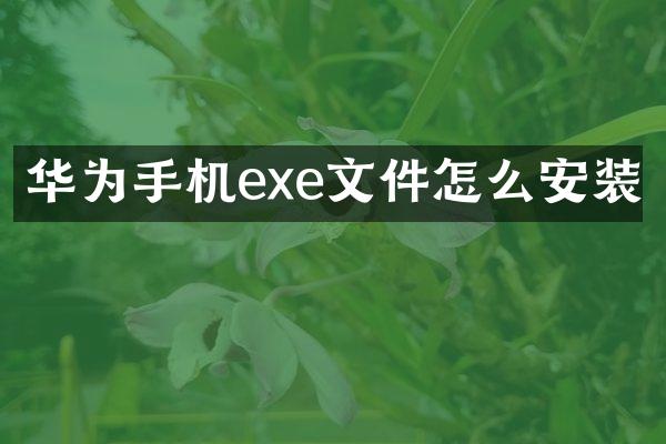 华为手机exe文件怎么安装