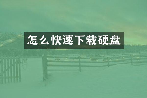 怎么快速下载硬盘