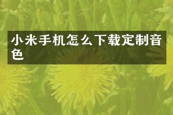 小米手机怎么下载定制音色