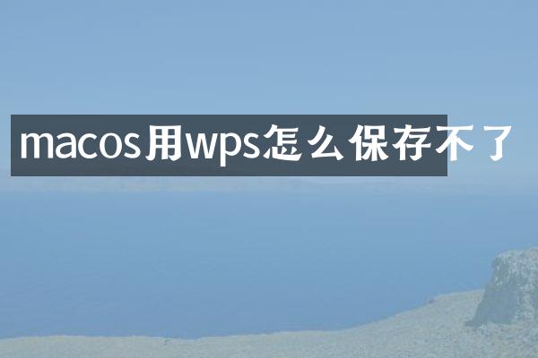 macos用wps怎么保存不了