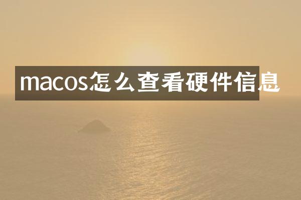macos怎么查看硬件信息