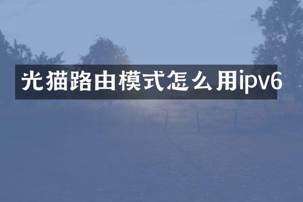 光猫路由模式怎么用ipv6