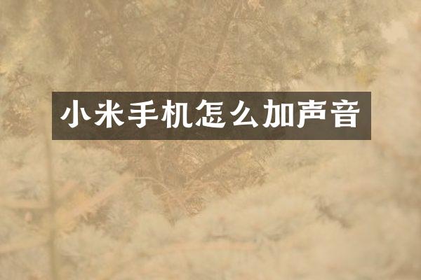 小米手机怎么加声音