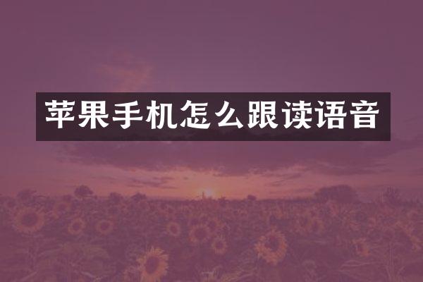 苹果手机怎么跟读语音