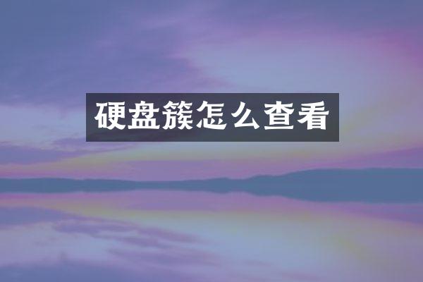 硬盘簇怎么查看