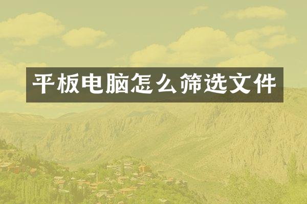 平板电脑怎么筛选文件