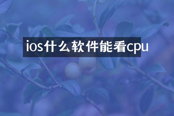 ios什么软件能看cpu