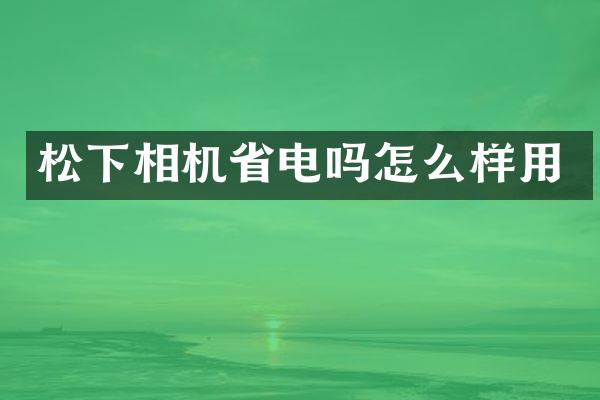 相机省电吗怎么样用