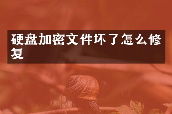 硬盘加密文件坏了怎么修复