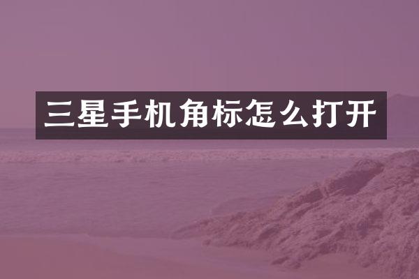 三星手机角标怎么打开