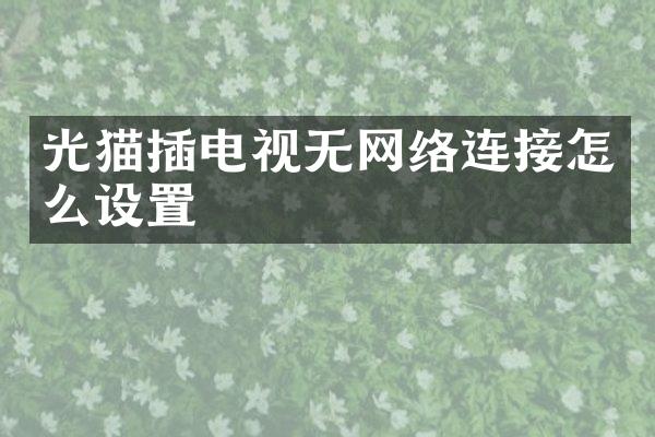 光猫插电视无网络连接怎么设置