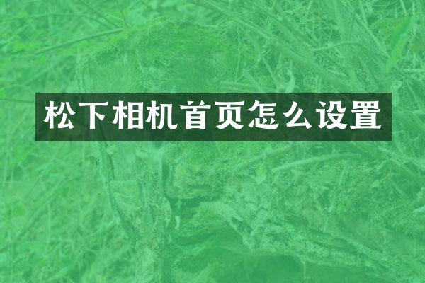 相机首页怎么设置