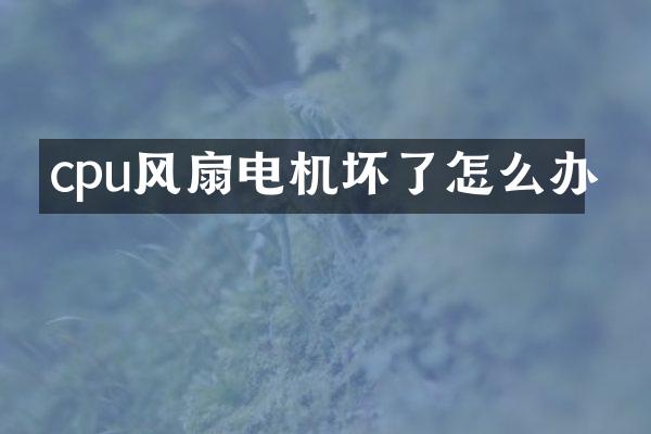 cpu风扇电机坏了怎么办