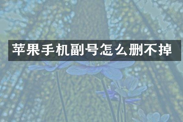 苹果手机副号怎么删不掉