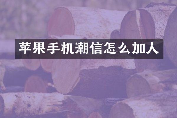苹果手机潮信怎么加人