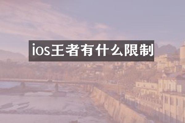 ios王者有什么限制
