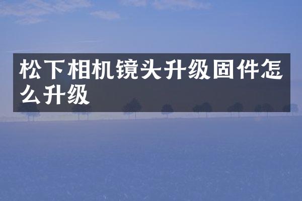 相机镜头升级固件怎么升级