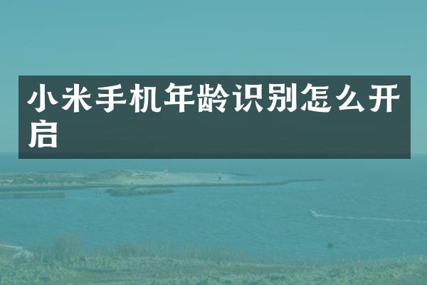 小米手机年龄识别怎么开启