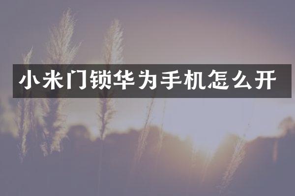 小米门锁华为手机怎么开