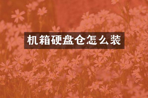 机箱硬盘仓怎么装