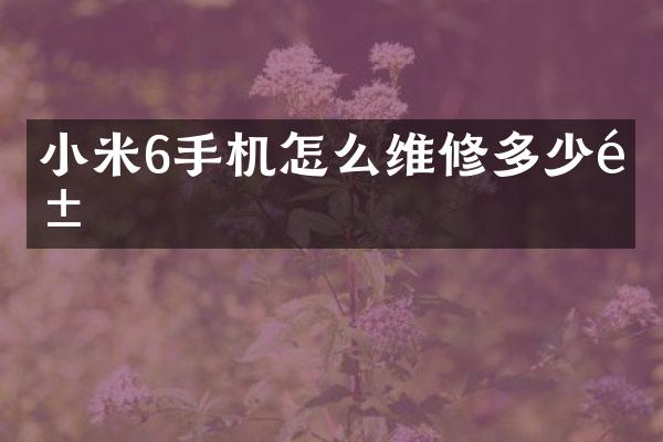 小米6手机怎么维修多少钱