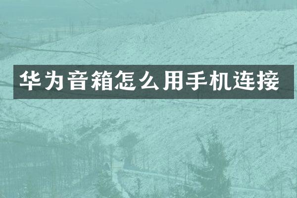 华为音箱怎么用手机连接