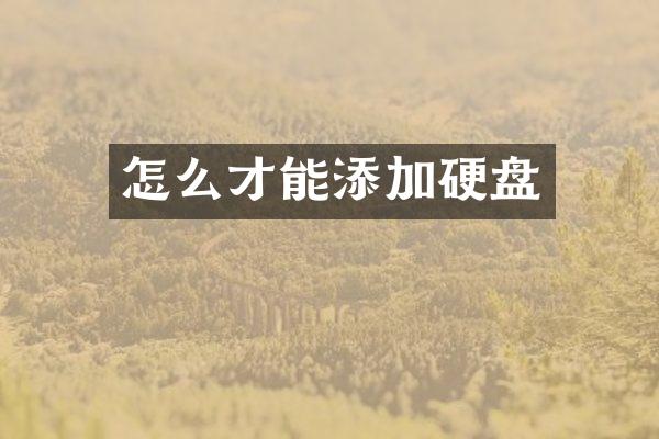 怎么才能添加硬盘