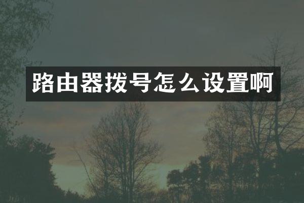 路由器拨号怎么设置啊