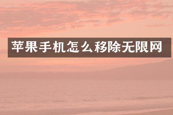 苹果手机怎么移除无限网