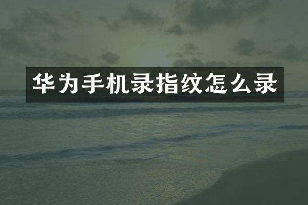 华为手机录指纹怎么录
