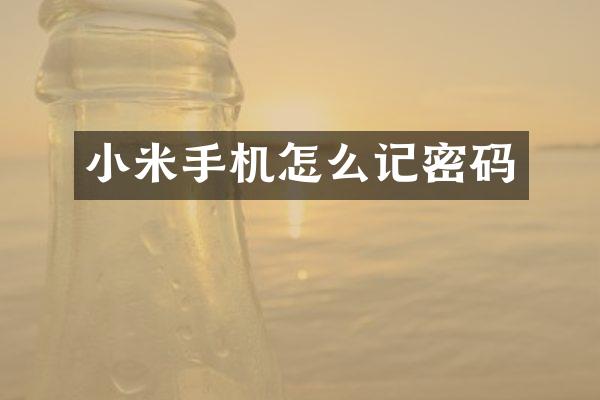 小米手机怎么记密码