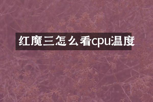 红魔三怎么看cpu温度