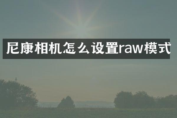 尼康相机怎么设置raw模式