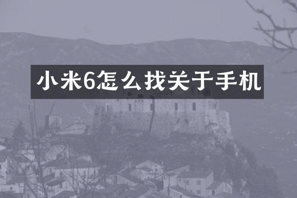 小米6怎么找关于手机