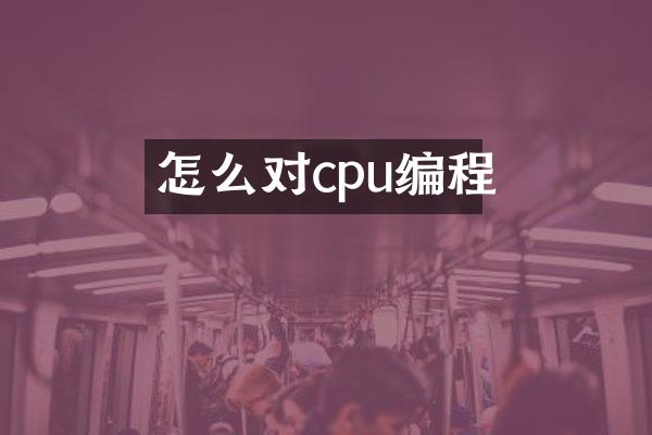 怎么对cpu编程