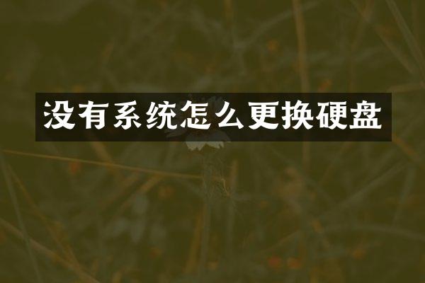 没有系统怎么更换硬盘