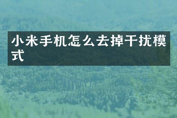 小米手机怎么去掉干扰模式