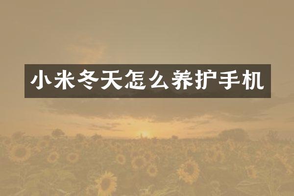 小米冬天怎么养护手机