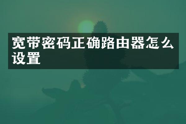 宽带密码正确路由器怎么设置
