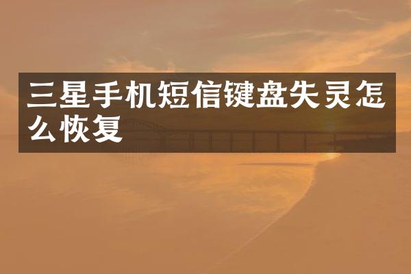 三星手机短信键盘失灵怎么恢复