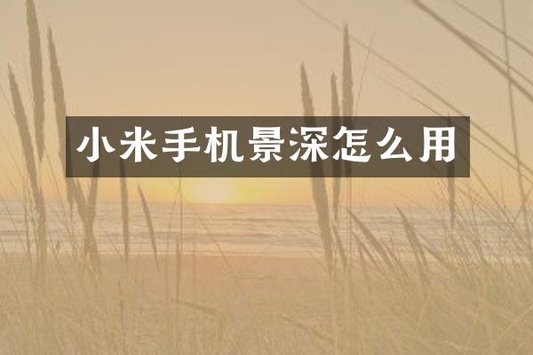 小米手机景深怎么用