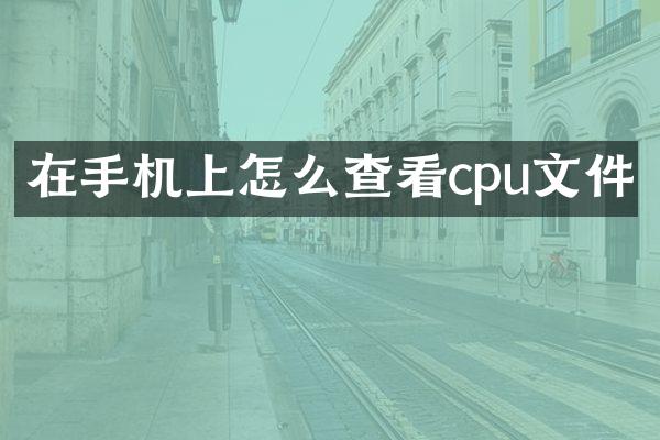 在手机上怎么查看cpu文件