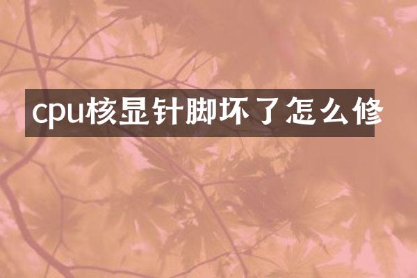 cpu核显针脚坏了怎么修