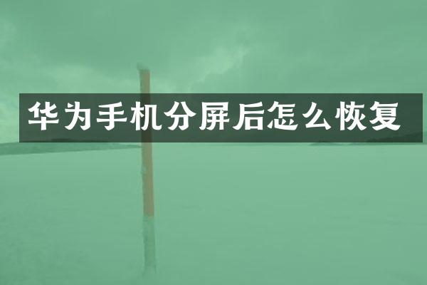 华为手机分屏后怎么恢复