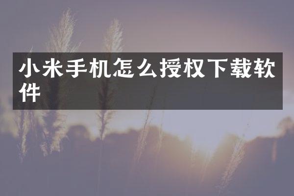 小米手机怎么授权下载软件
