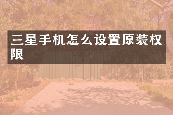三星手机怎么设置原装权限