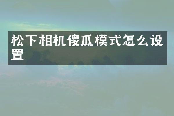 相机傻瓜模式怎么设置